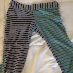 Vibrant Striped Leggings - Blue and Teal